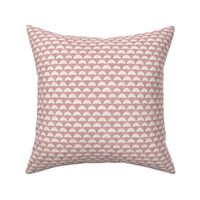 Block Print Pebble Beach in Coral Sand | Hand block printed pattern of beach pebbles in blush, coral pink, beach fabric for totes, wraps and swimwear.