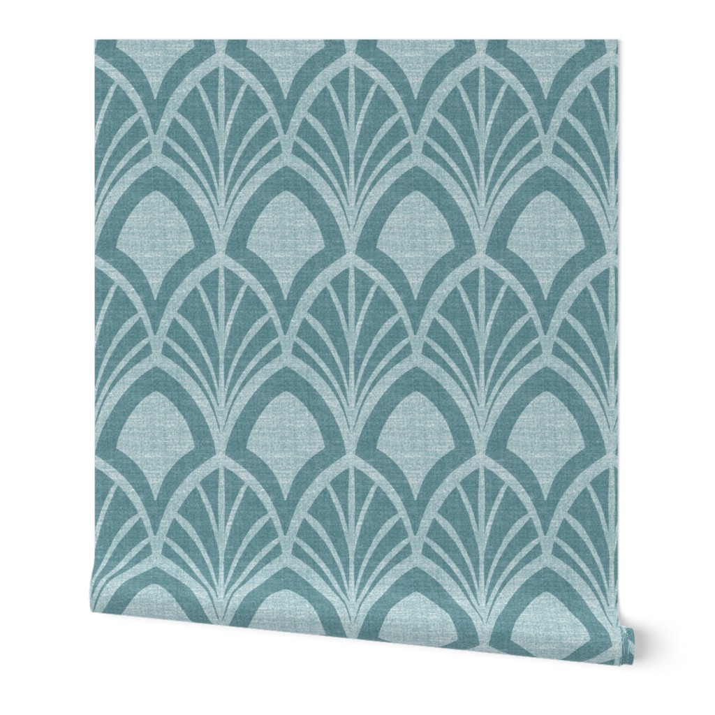 Sanibel - Art Deco Geometric Aqua Blue Large Scale