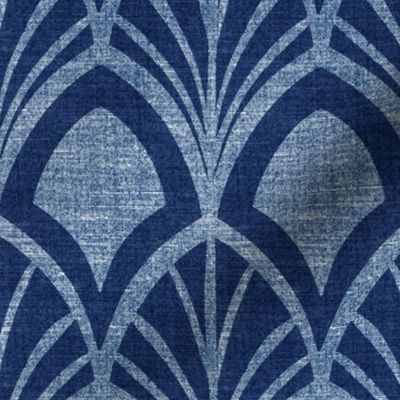 Sanibel - Art Deco Geometric Deep Blue Large Scale