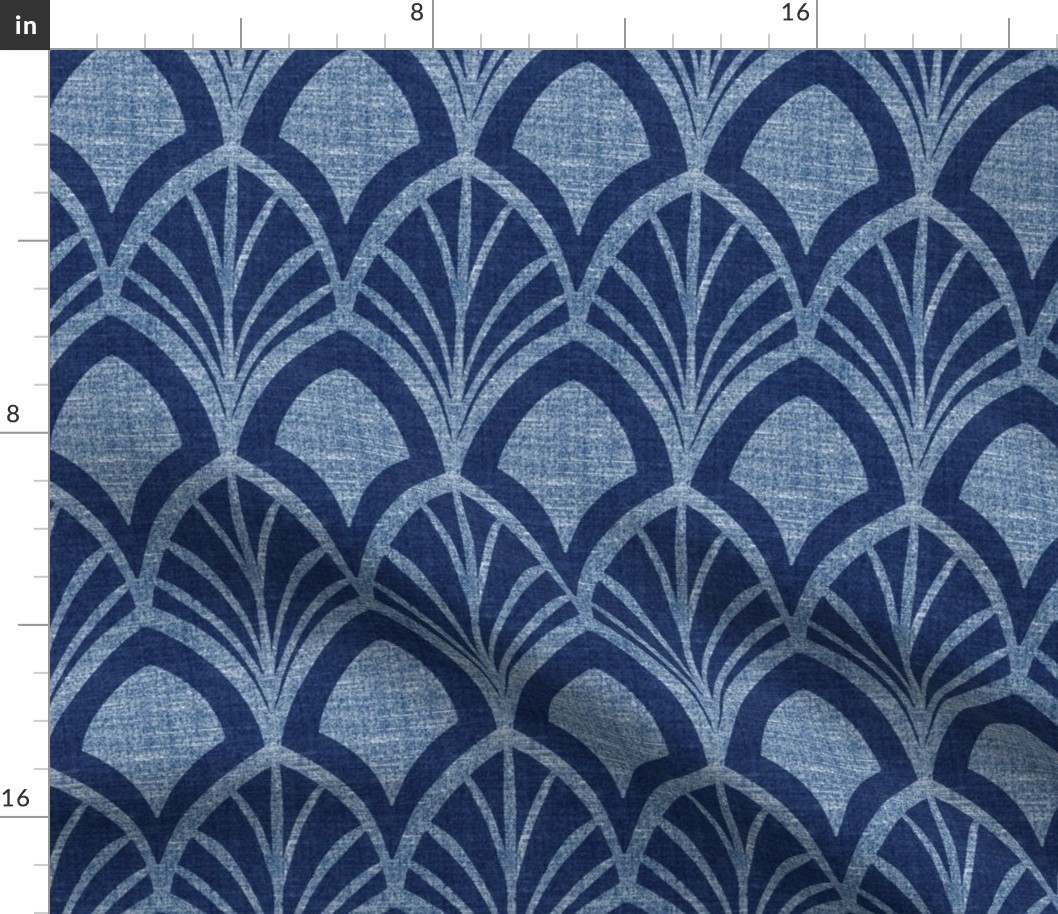 Sanibel - Art Deco Geometric Deep Blue Large Scale