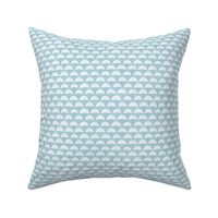 Block Print Pebble Beach in Aqua Blue | Hand block printed pattern of beach pebbles in turquoise, beach fabric for totes, wraps and swimwear.