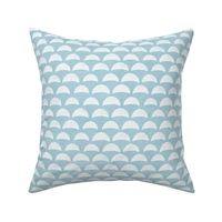 Block Print Pebble Beach in Aqua Blue (xl scale) | Hand block printed pattern of beach pebbles in turquoise, beach fabric for totes, wraps and swimwear.