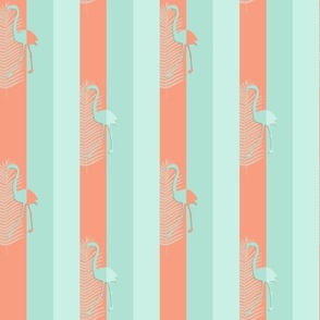 P312020 Flamingo Palm Shade Stripe Coral Mint