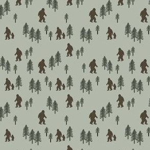 TINY Sasquatch forest mythical animal fabric forest_green