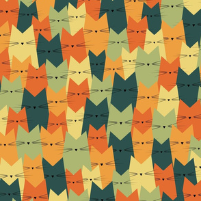 cats - nala cat crowd vintage - cats fabric