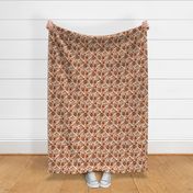 seventies retro floral - trippy, hippie floral fabric - terracotta