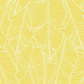 Banana Leaves Line Art - Yellow