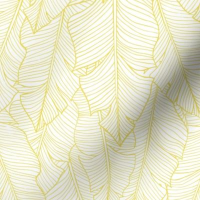 Banana Leaves Line Art - White and Yellow