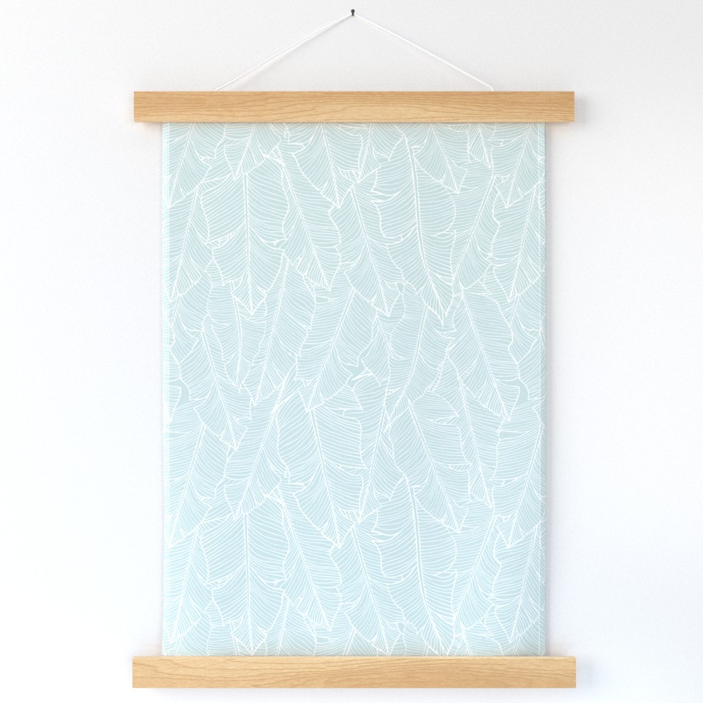 Banana Leaves Line Art - Light Blue