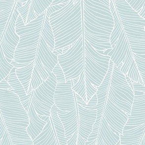 Banana Leaves Line Art - Light Blue