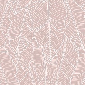 Banana Leaves Line Art - Dusty Pink