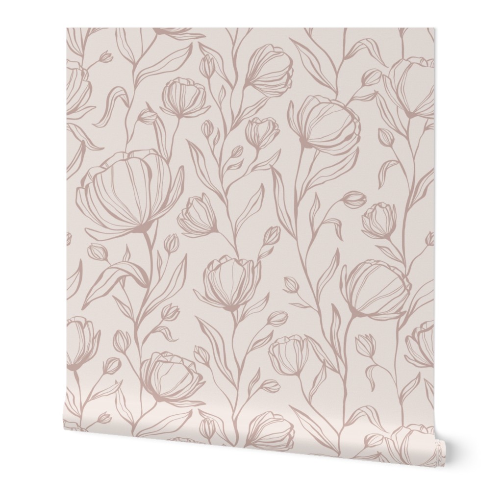 Climbing Floral - blush - large scale