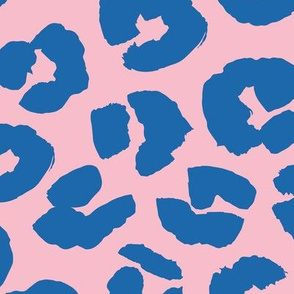 Inky texture leopard print boho summer animals print nursery trend bright summer pink classic blue LARGE
