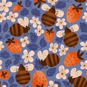 Bees, summer and strawberries