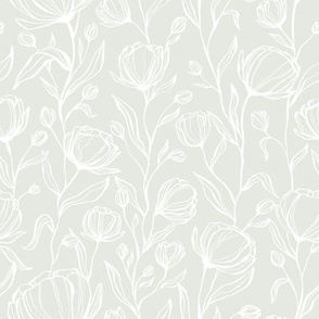 Climbing Floral - Muted Sage - medium scale