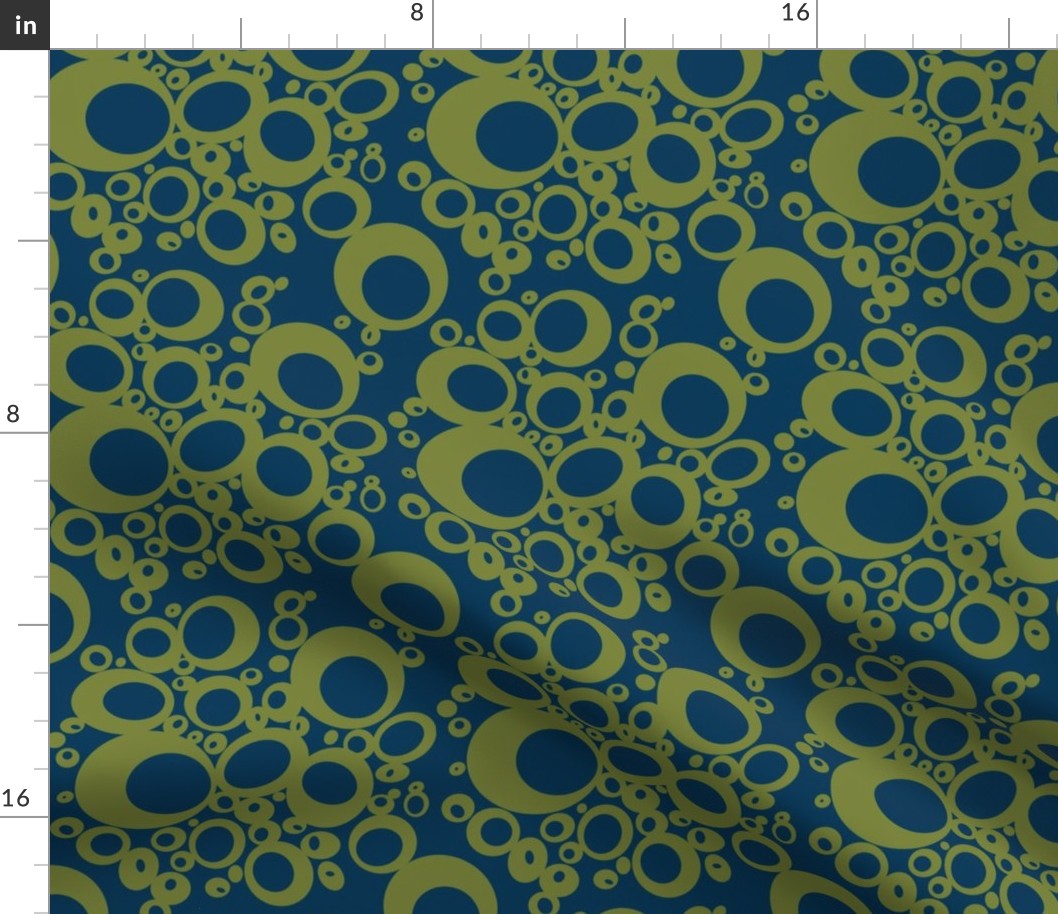 Mod Bubbles - Navy and Moss Fabric