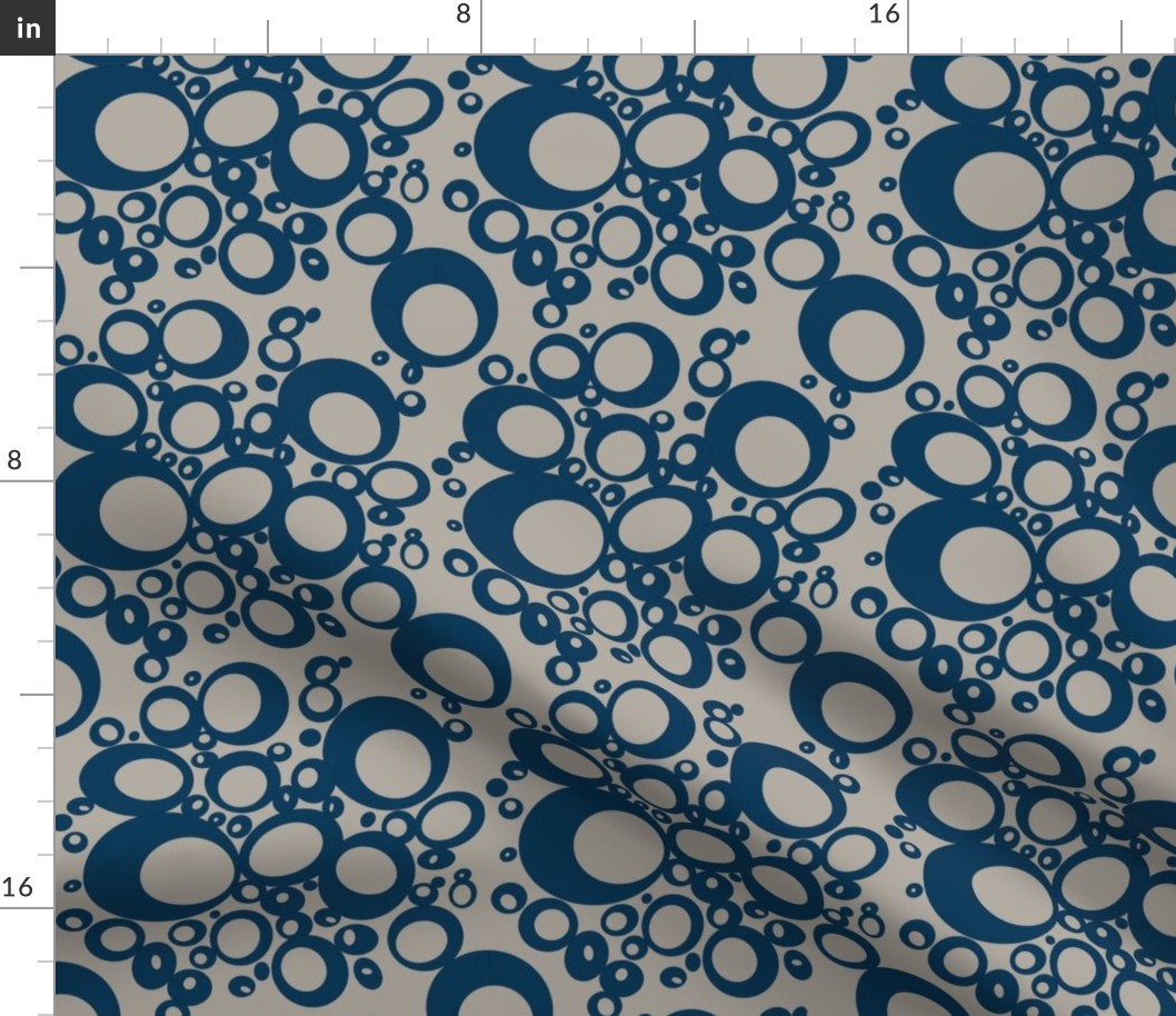 Mod Bubbles - Navy and Putty Fabric