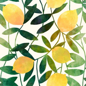 Watercolor lemons - off white