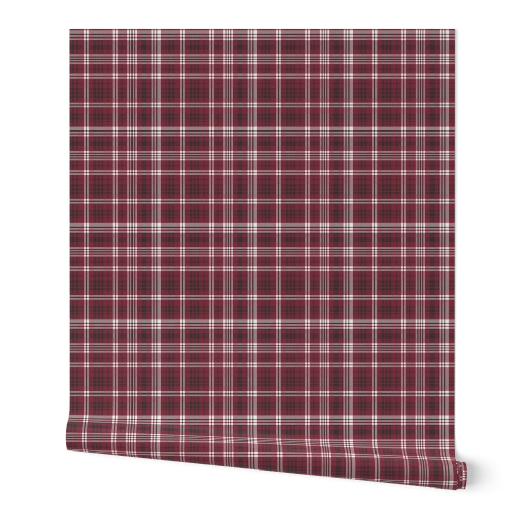 fall plaid fabric -  burgundy