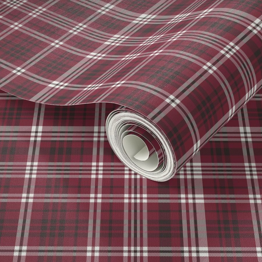 fall plaid fabric -  burgundy