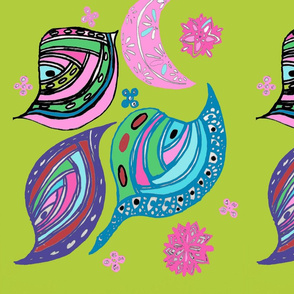Abstract Fish with Green Background