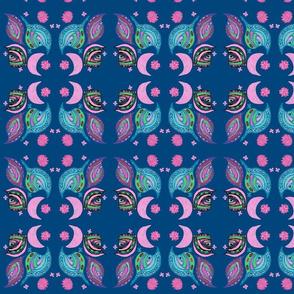 Blue and Pink Fish on Blue Background