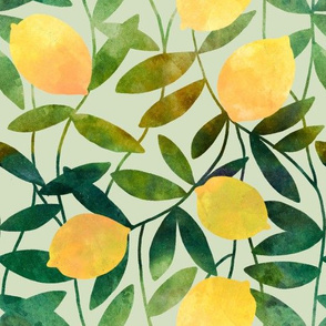 Watercolor lemons - sage