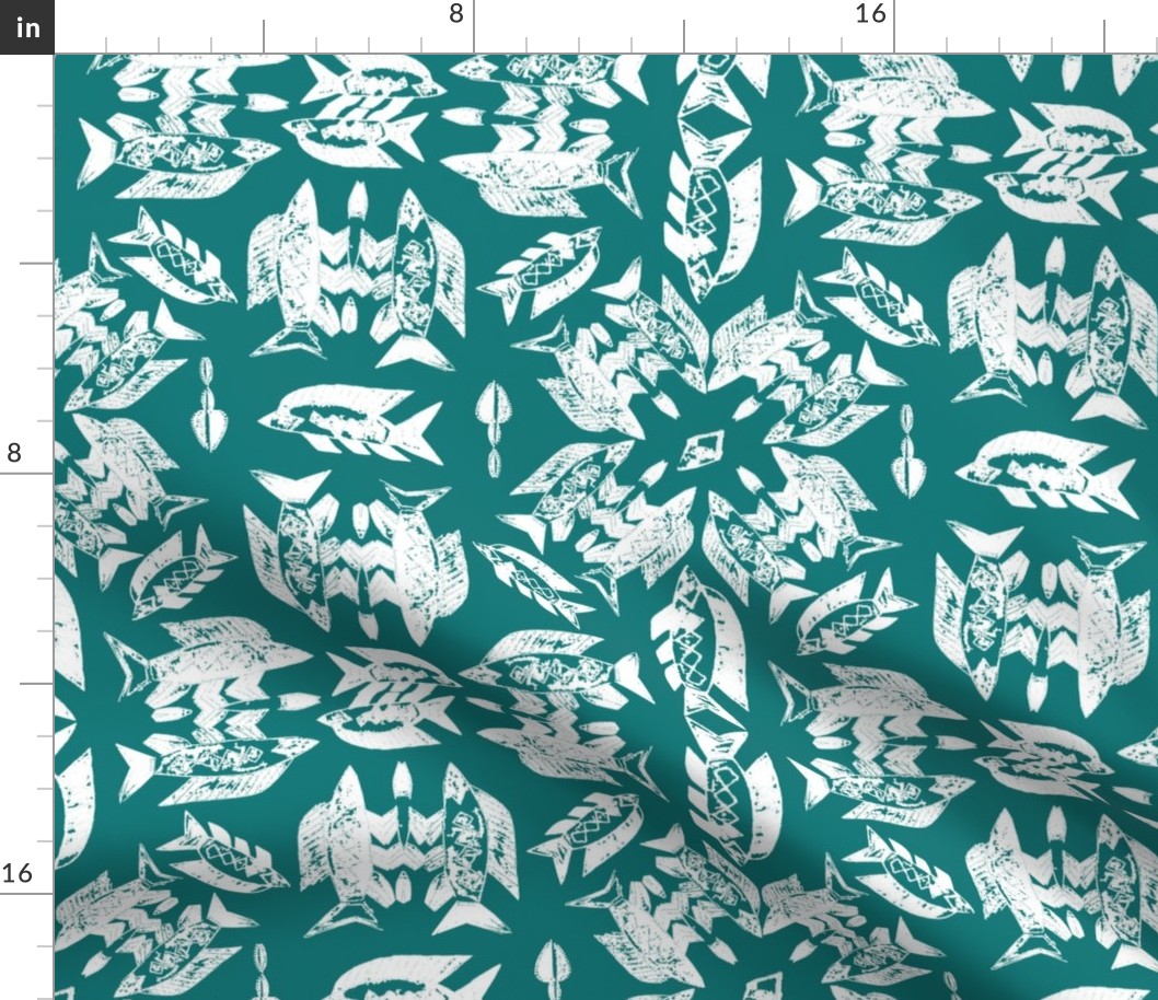 Protect Wild Ocean Fish White on Teal