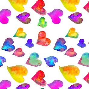 Rainbow Watercolor Hearts (Rotated)