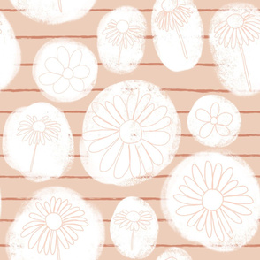 daisy circles on blush stripes 