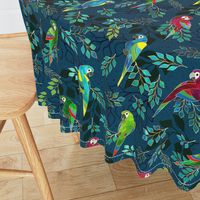 Gilded Macaws on Muted Blue by ArtfulFreddy