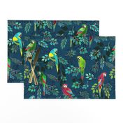 Gilded Macaws on Muted Blue by ArtfulFreddy