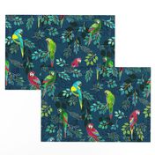 Gilded Macaws on Muted Blue by ArtfulFreddy