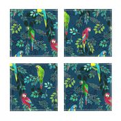 Gilded Macaws on Muted Blue by ArtfulFreddy