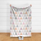 Quiet Triangles Wholecloth Quilt Top Wallpaper in Rose blush Grey Sand