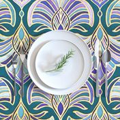 Teal, Royal Blue and Purple Art Deco - large