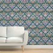 Teal, Royal Blue and Purple Art Deco - large