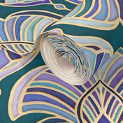 Teal, Royal Blue and Purple Art Deco - large