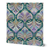 Teal, Royal Blue and Purple Art Deco - large