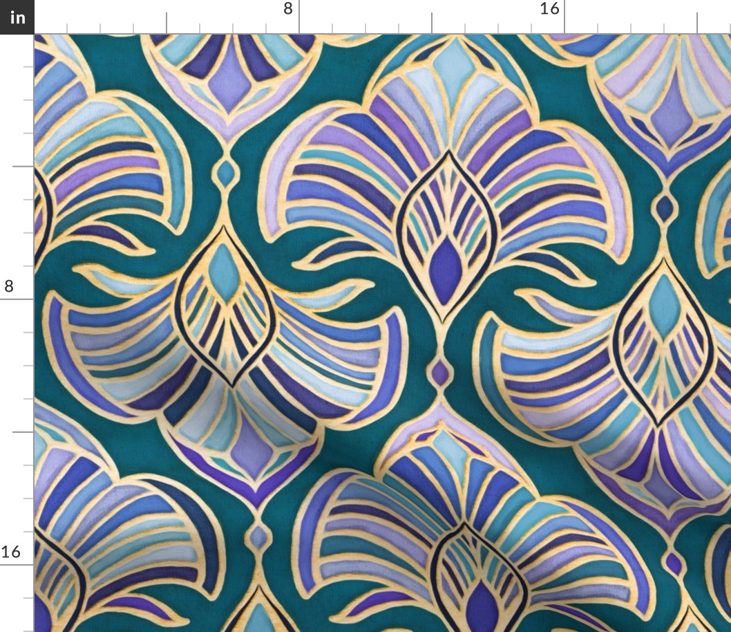 Teal, Royal Blue and Purple Art Deco - large
