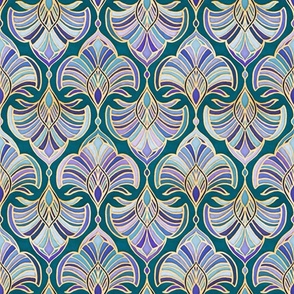 Teal, Royal Blue and Purple Art Deco - medium