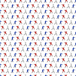 Illustrated Baseball Players in Red White & Blue (Mini Scale)