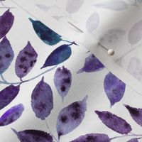 Amethyst Silence in the forest - watercolor leaves - nature leaf pattern