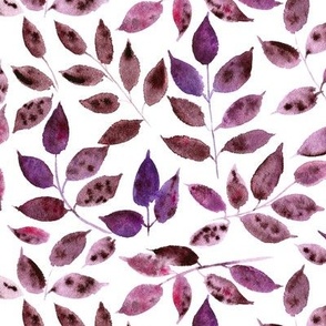 Fall Silence in the forest - watercolor leaves - nature leaf pattern p310