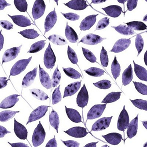 Amethyst Silence in the forest - watercolor leaves - nature leaf pattern p310