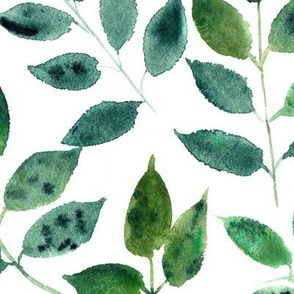 Silence in the forest - large scale - watercolor leaves - nature leaf pattern p310-2