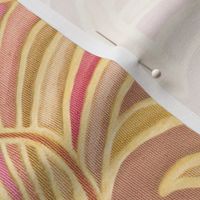 Soft Gilded Art Deco Fans in Peach and Dusty Rose - large