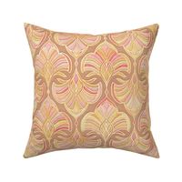 Soft Gilded Art Deco Fans in Peach and Dusty Rose - medium