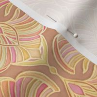 Soft Gilded Art Deco Fans in Peach and Dusty Rose - small