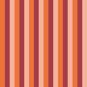 Roller Disco Stripes- Autumn- Orange Cherry Wine Salmon- Regular Scale